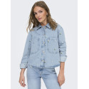 ONLY Cassie Broderet Denim Skjorte - Light Blue Denim