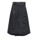 ONLY Thea Midi Slå-om Denim Nederdel - Washed Black