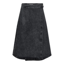 ONLY Thea Midi Slå-om Denim Nederdel - Washed Black