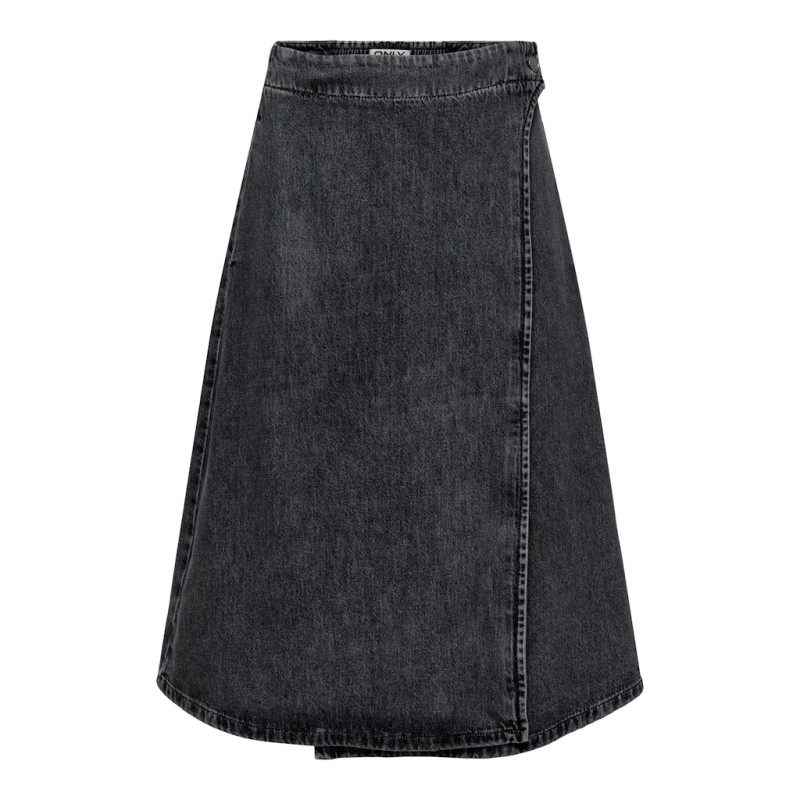 ONLY Thea Midi Slå-om Denim Nederdel - Washed Black