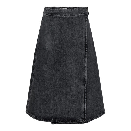ONLY Thea Midi Slå-om Denim Nederdel - Washed Black