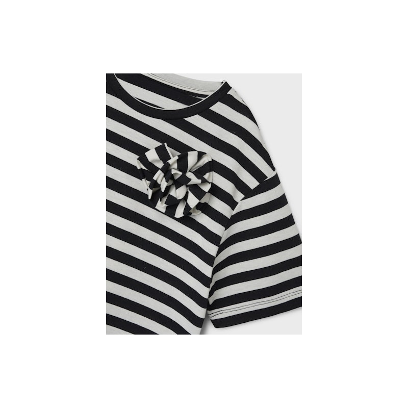 NAME IT Kids Hofia Kort Stribet Top - Black Oyster
