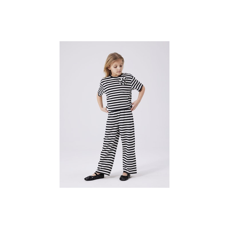 NAME IT Kids Hofia Kort Stribet Top - Black Oyster