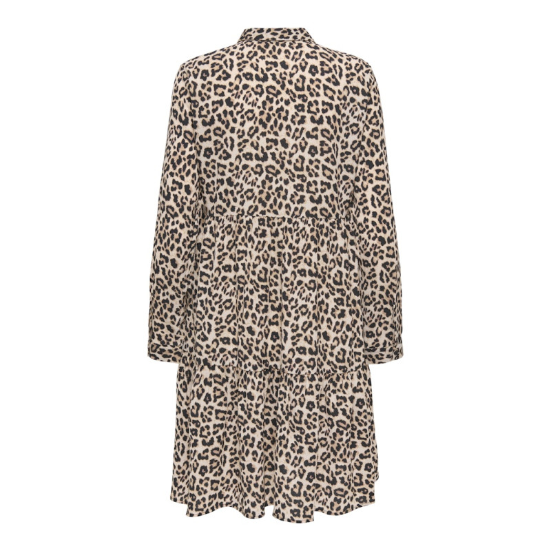 JDY Piper L/S Skjorte Kjole - Pumice Stone / Leo