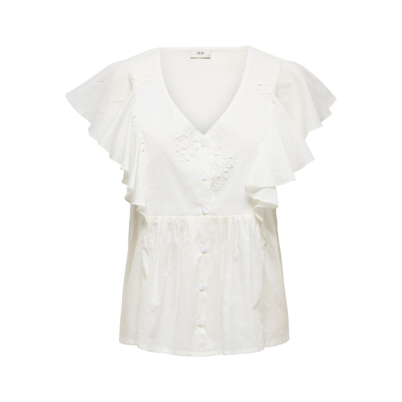 JDY Maddox S/S Flæse Top - Cloud Dancer