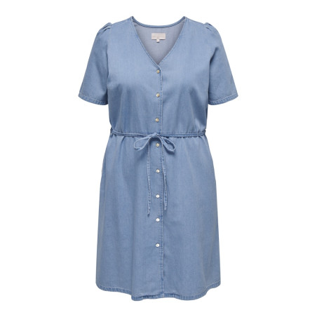ONLY CARMAKOMA Sonja S/S Denim Kjole - Light Blue Denim