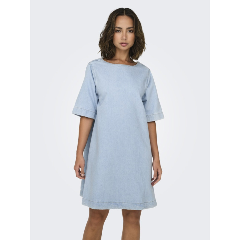 ONLY Gigi S/S Denim Kjole - Light Blue Denim