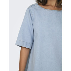 ONLY Gigi S/S Denim Kjole - Light Blue Denim