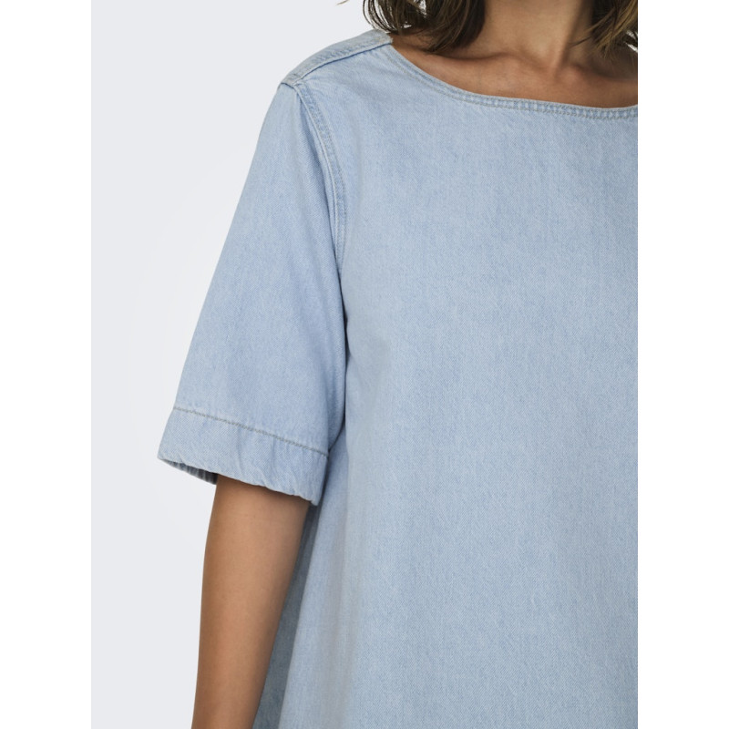 ONLY Gigi S/S Denim Kjole - Light Blue Denim