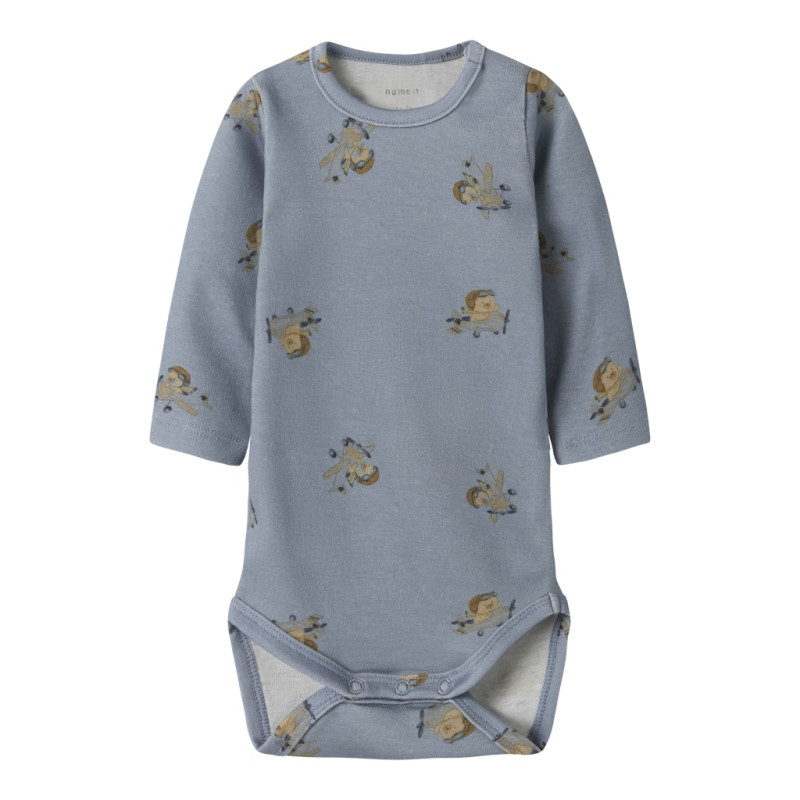 NAME IT BABY Kinok L/S Bodystocking - Dusty Blue