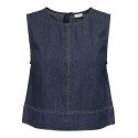 JDY Sabrina S/L Denim Top - Dark Blue Denim