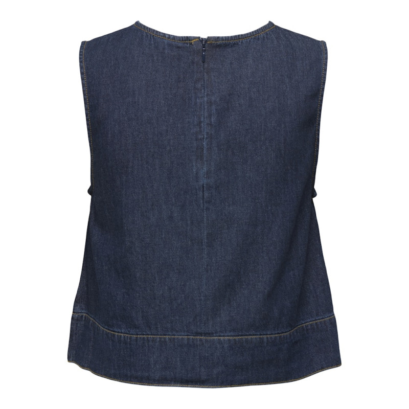 JDY Sabrina S/L Denim Top - Dark Blue Denim