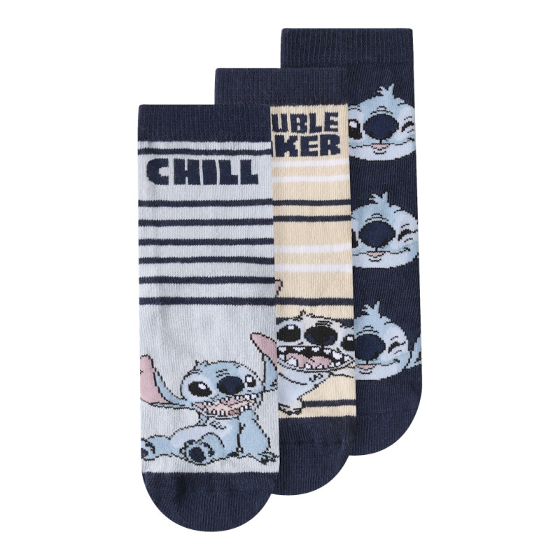 NAME IT MINI Jermaine Stitch 3-Pak Strømper - Dusty Blue