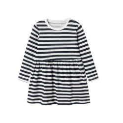 NAME IT MINI Vivia Kjole - Bright White / Stripes