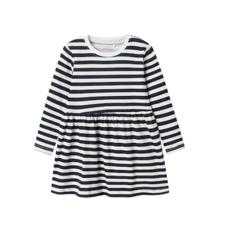 NAME IT MINI Vivia Kjole - Bright White / Stripes