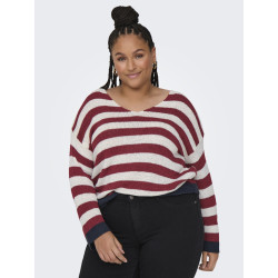 ONLY CARMAKOMA Genna Vendbar Strik Trøje - Karanda Red