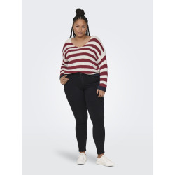 ONLY CARMAKOMA Genna Vendbar Strik Trøje - Karanda Red