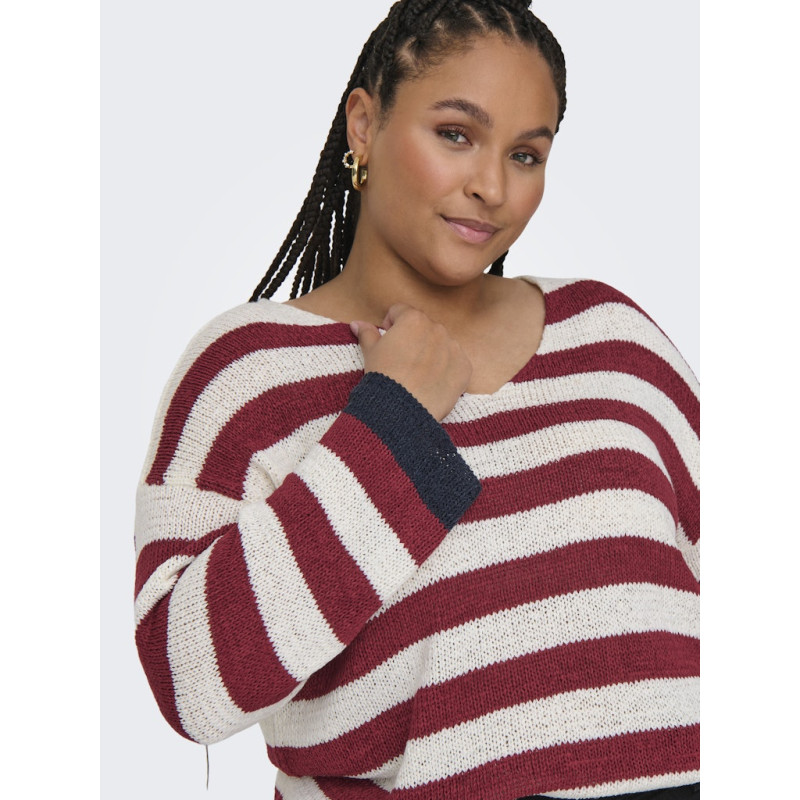 ONLY CARMAKOMA Genna Vendbar Strik Trøje - Karanda Red