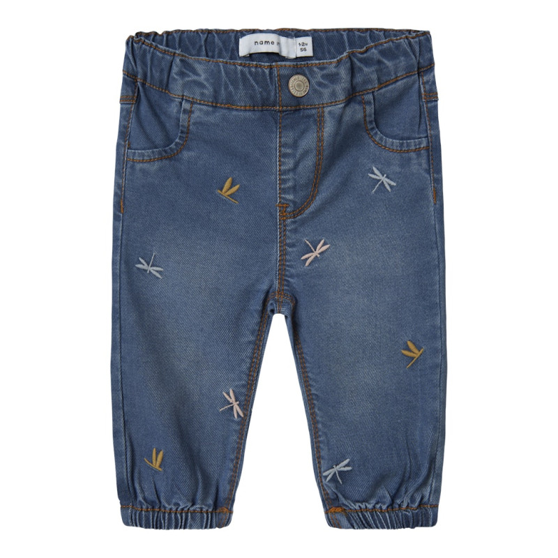 NAME IT BABY Rose Broderede Jeans 5321 - Medium Blue Denim / Moth