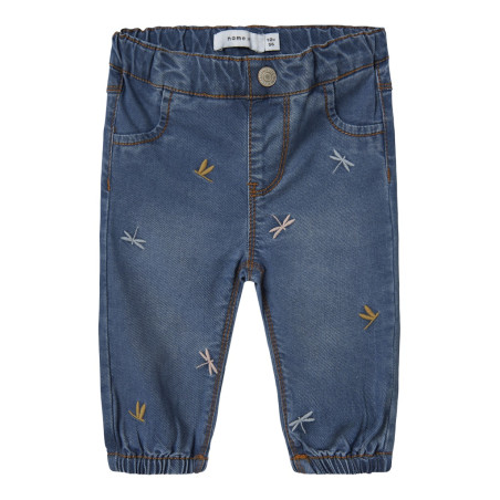 NAME IT BABY Rose Broderede Jeans 5321 - Medium Blue Denim / Moth