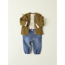 NAME IT BABY Rose Broderede Jeans 5321 - Medium Blue Denim / Moth