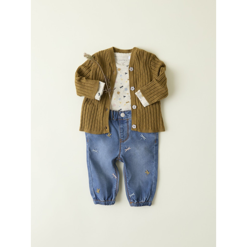 NAME IT BABY Rose Broderede Jeans 5321 - Medium Blue Denim / Moth