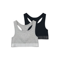 NAME IT KIDS Kort Top Bralette 2-Pak - Sort / Grey Melange