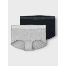 NAME IT Kids Hipsters 2-Pak - Sort / Grey Melange