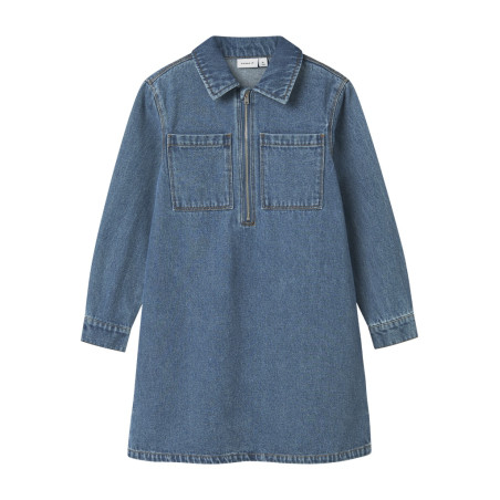 NAME IT KIDS Astrid L/S Denim Kjole - Medium Blue Denim