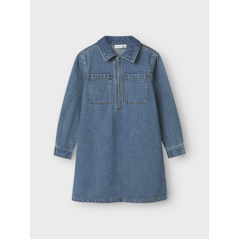 NAME IT KIDS Astrid L/S Denim Kjole - Medium Blue Denim