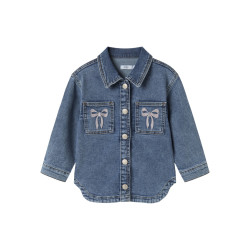 NAME IT MINI Devi Broderet Denim Jakke - Medium Blue Denim