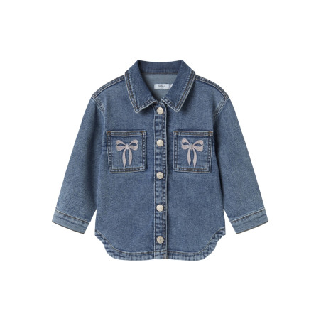 NAME IT MINI Devi Broderet Denim Jakke - Medium Blue Denim
