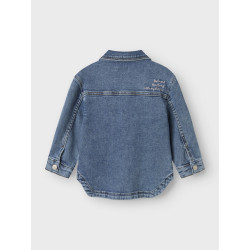 NAME IT MINI Devi Broderet Denim Jakke - Medium Blue Denim