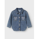 NAME IT MINI Devi Broderet Denim Jakke - Medium Blue Denim
