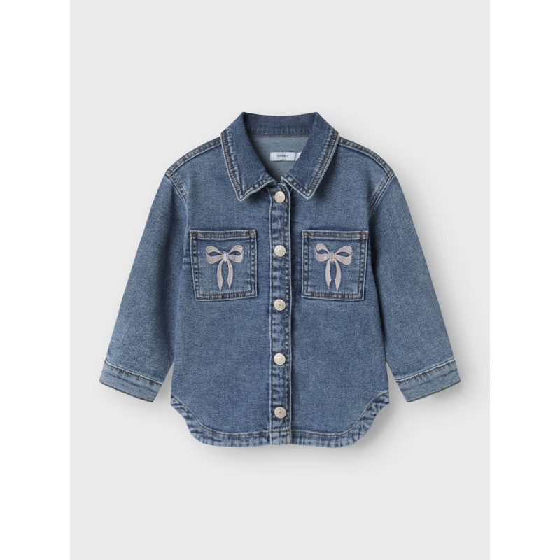 NAME IT MINI Devi Broderet Denim Jakke - Medium Blue Denim