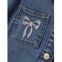 NAME IT MINI Devi Broderet Denim Jakke - Medium Blue Denim