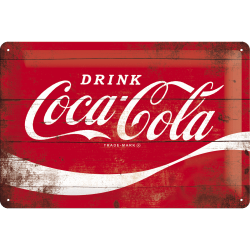 Coca-Cola – Logo Red Wave Metal Skilt 20x30 cm.