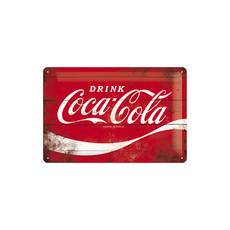 Coca-Cola – Logo Red Wave Metal Skilt 20x30 cm.