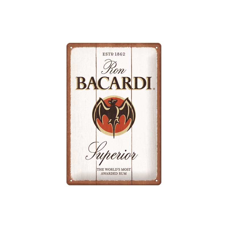 Bacardi – Superior White Wood Metal Skilt 20x30 cm.
