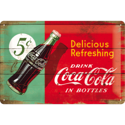 Coca-Cola – Delicious Refreshing Green Metal Skilt 20x30 cm.