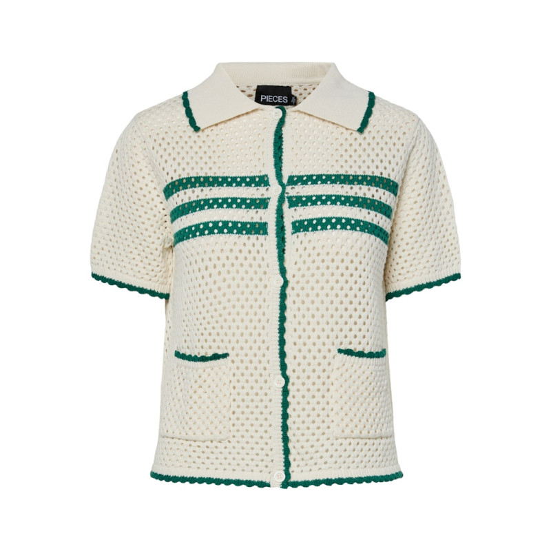 PIECES Molly S/S Strik Cardigan - Cloud Dancer