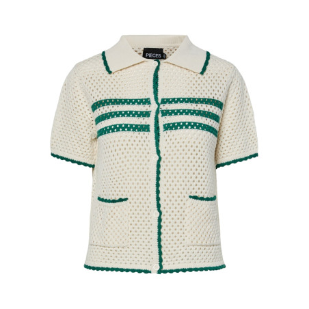 PIECES Molly S/S Strik Cardigan - Cloud Dancer